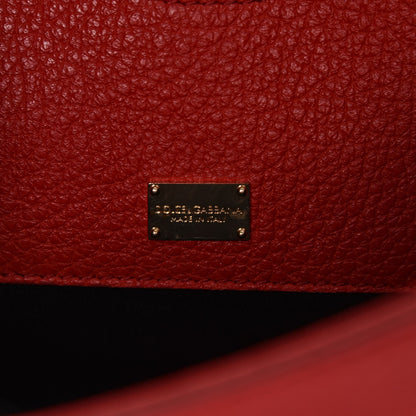 Dolce & Gabbana Calfskin Embroidered Medium Miss Sicily Satchel Red 7 of 7