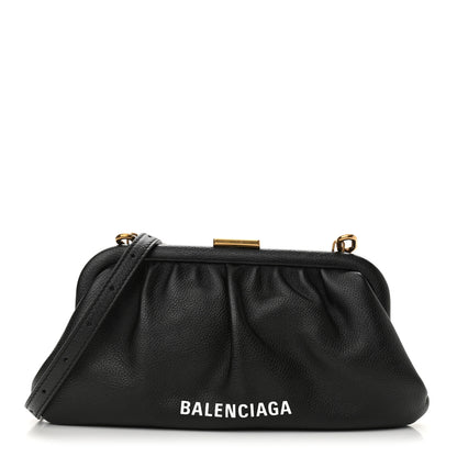 Balenciaga Grained Calfskin Logo Cloud Clutch XS Black 1 of 11