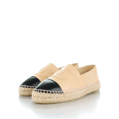 Chanel Lambskin CC Espadrilles 40 Beige Black 3 of 10