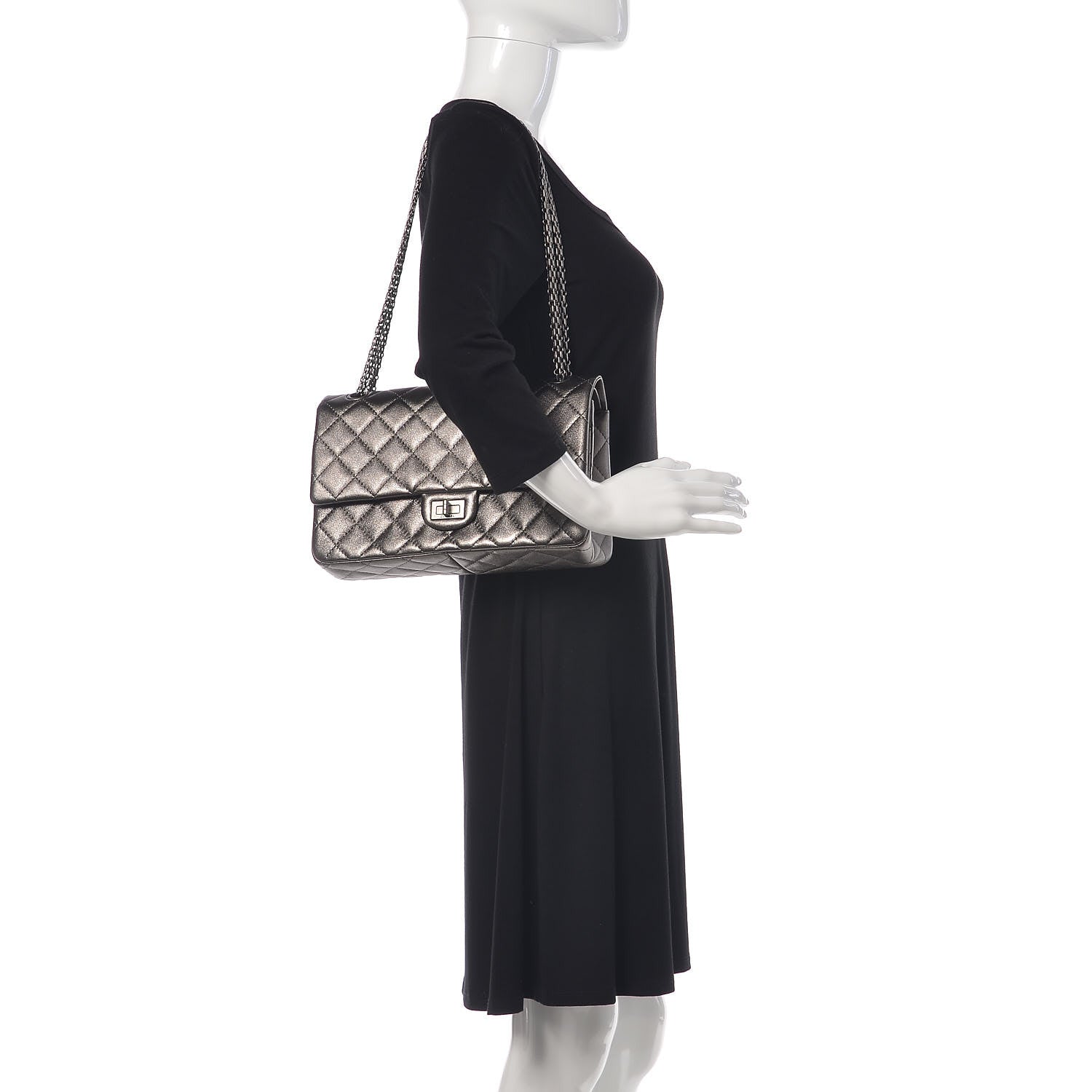 Chanel Metallic Calfskin Quilted 2.55 Reissue 226 Flap Charcoal 2 of 12