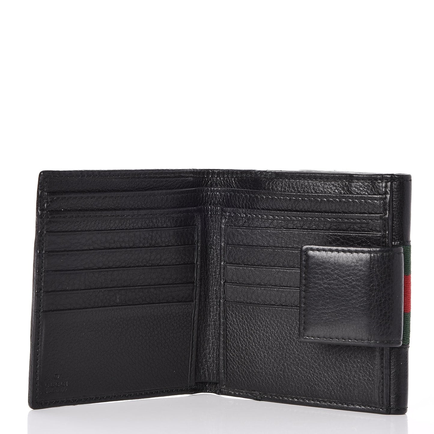 Calfskin Web Horsebit French Flap Wallet Black