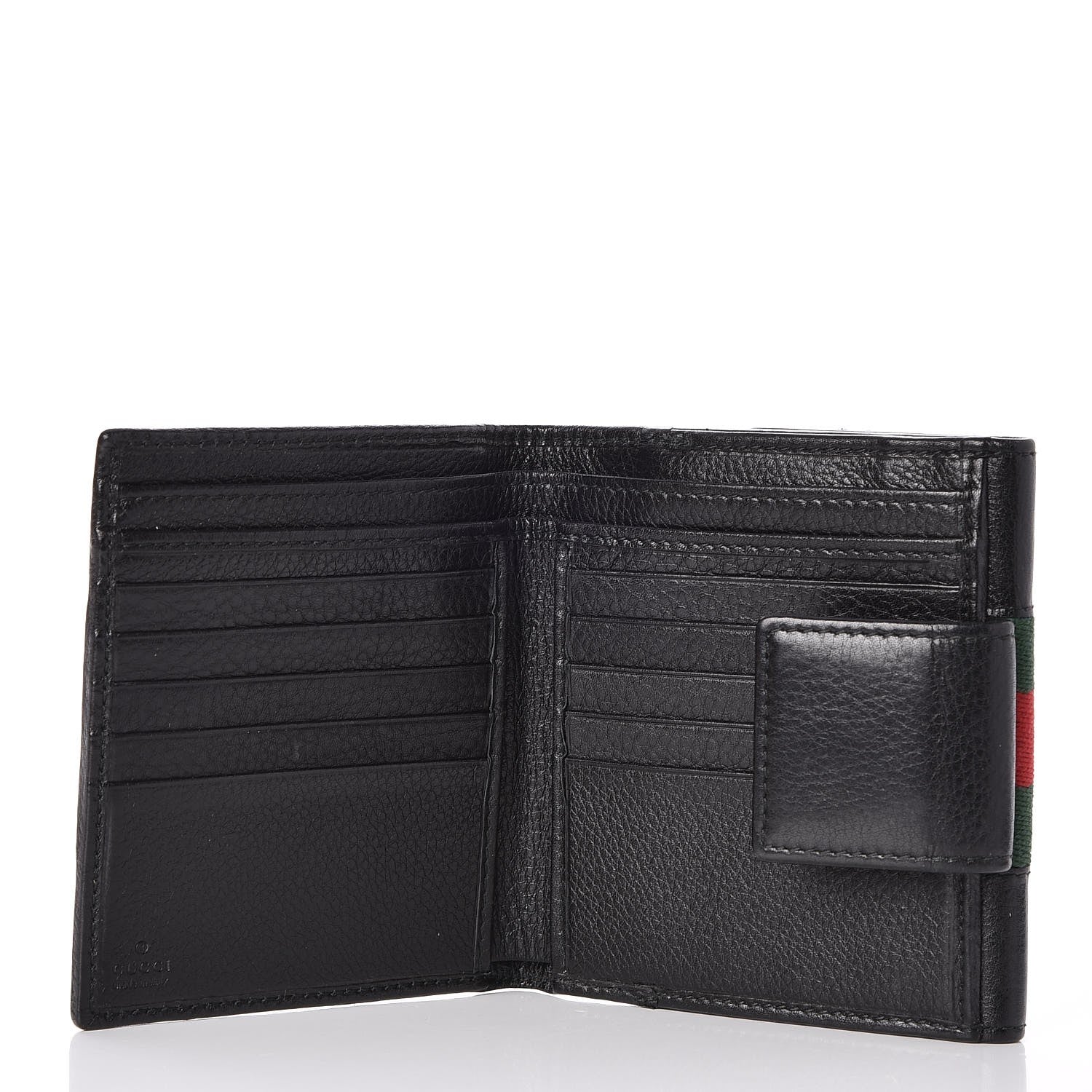 Gucci Calfskin Web Horsebit French Flap Wallet Black 5 of 7