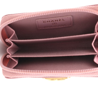 Chanel Metallic Lambskin Quilted Boy Zip Around Coin Purse Wallet Pink 5 of 10