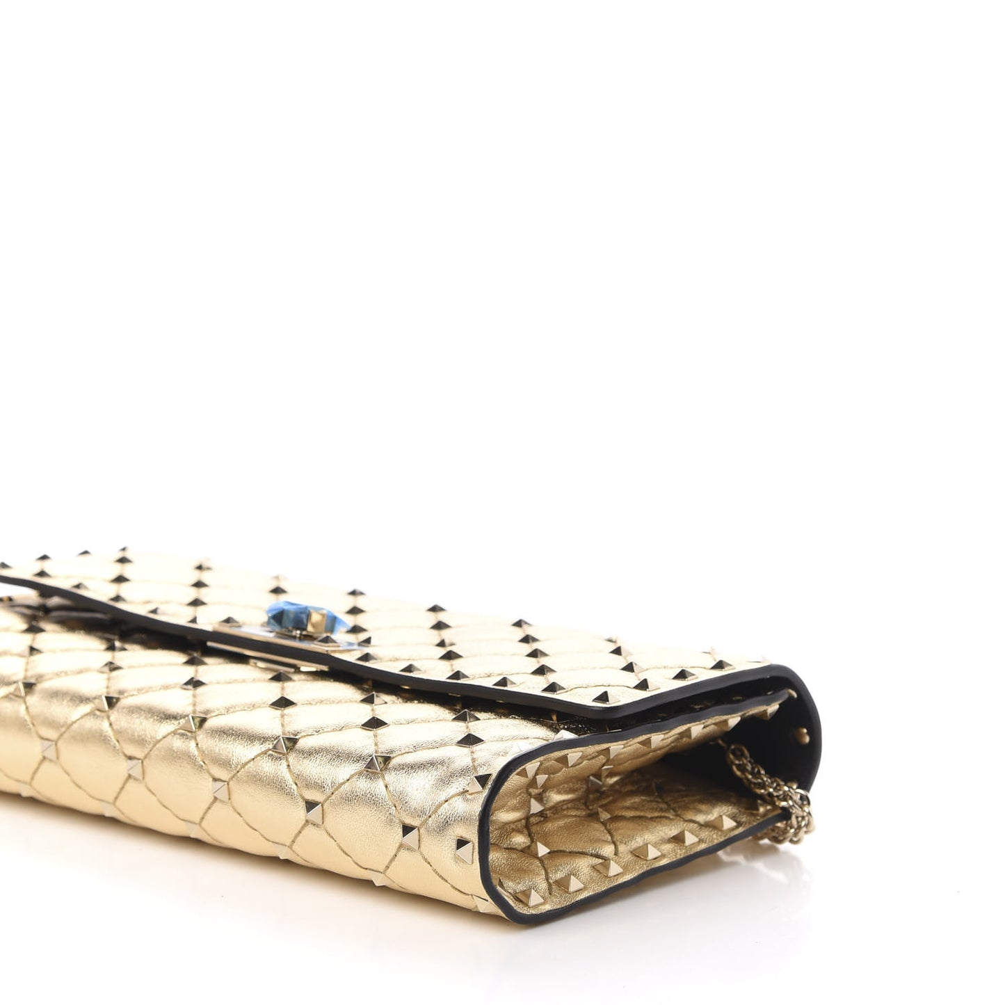Metallic Nappa Rockstud Spike Wallet on Chain Mekong