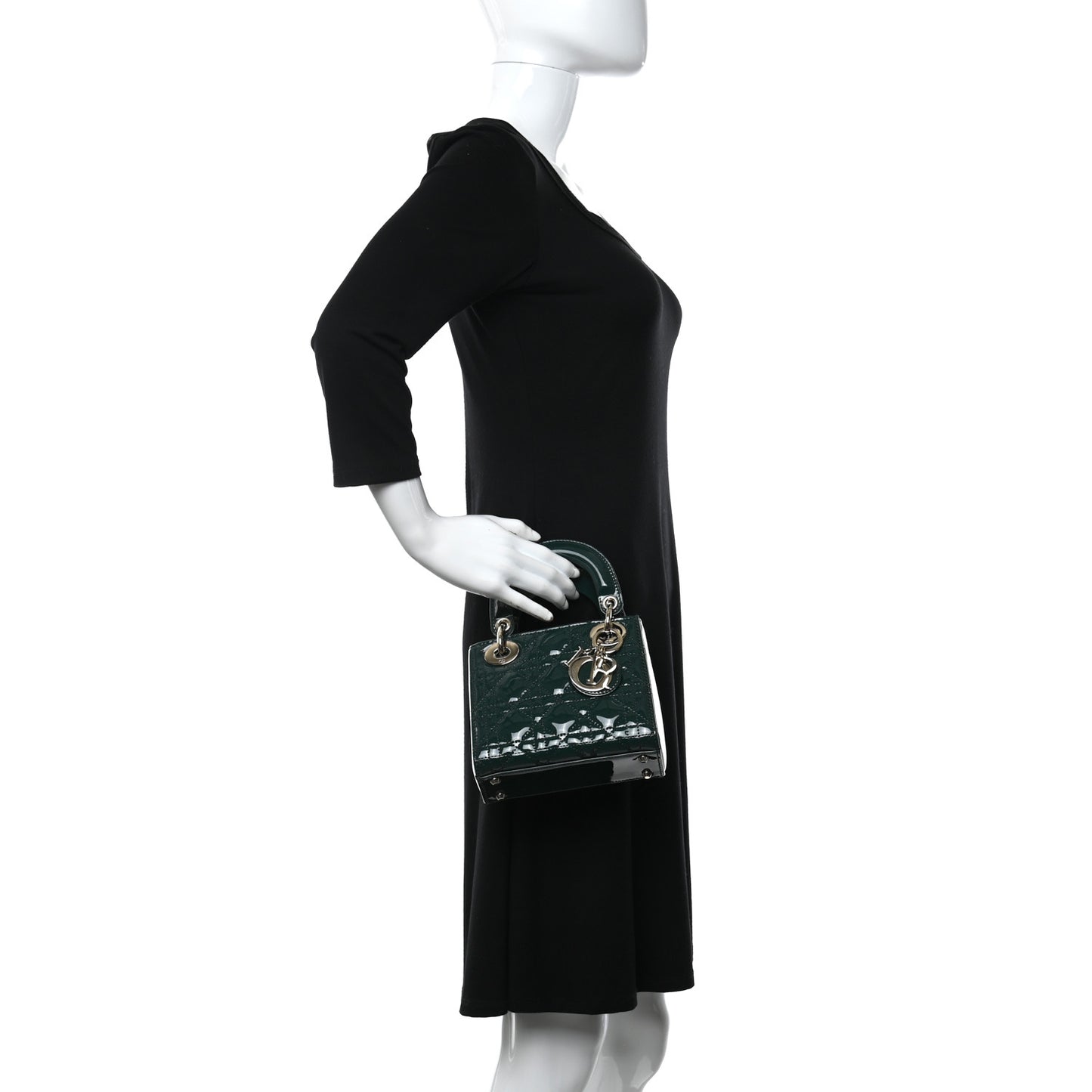 Patent Cannage Mini Lady Dior Pine Green
