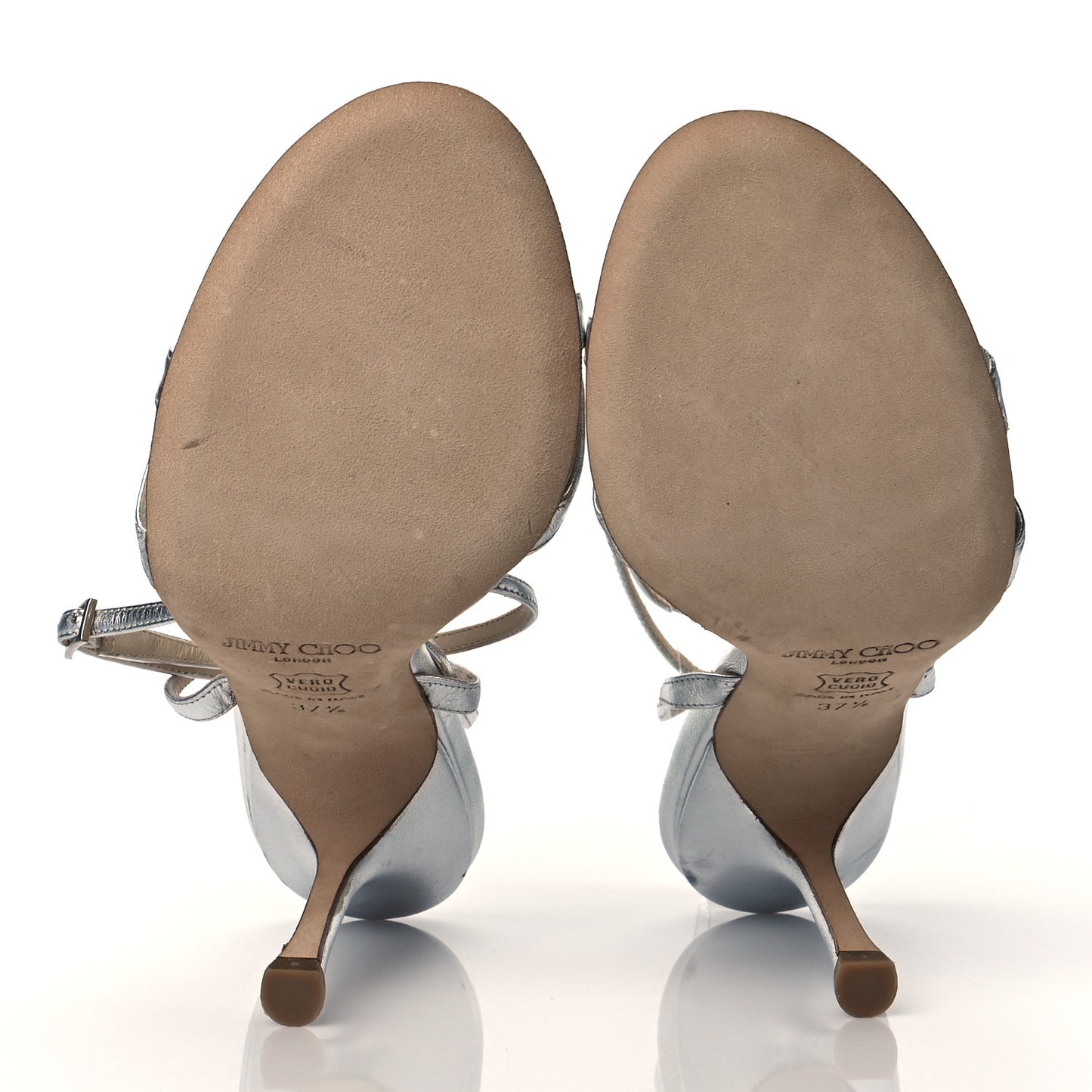 Metallic Calfskin Juliet 85 Sandals 37.5 Silver