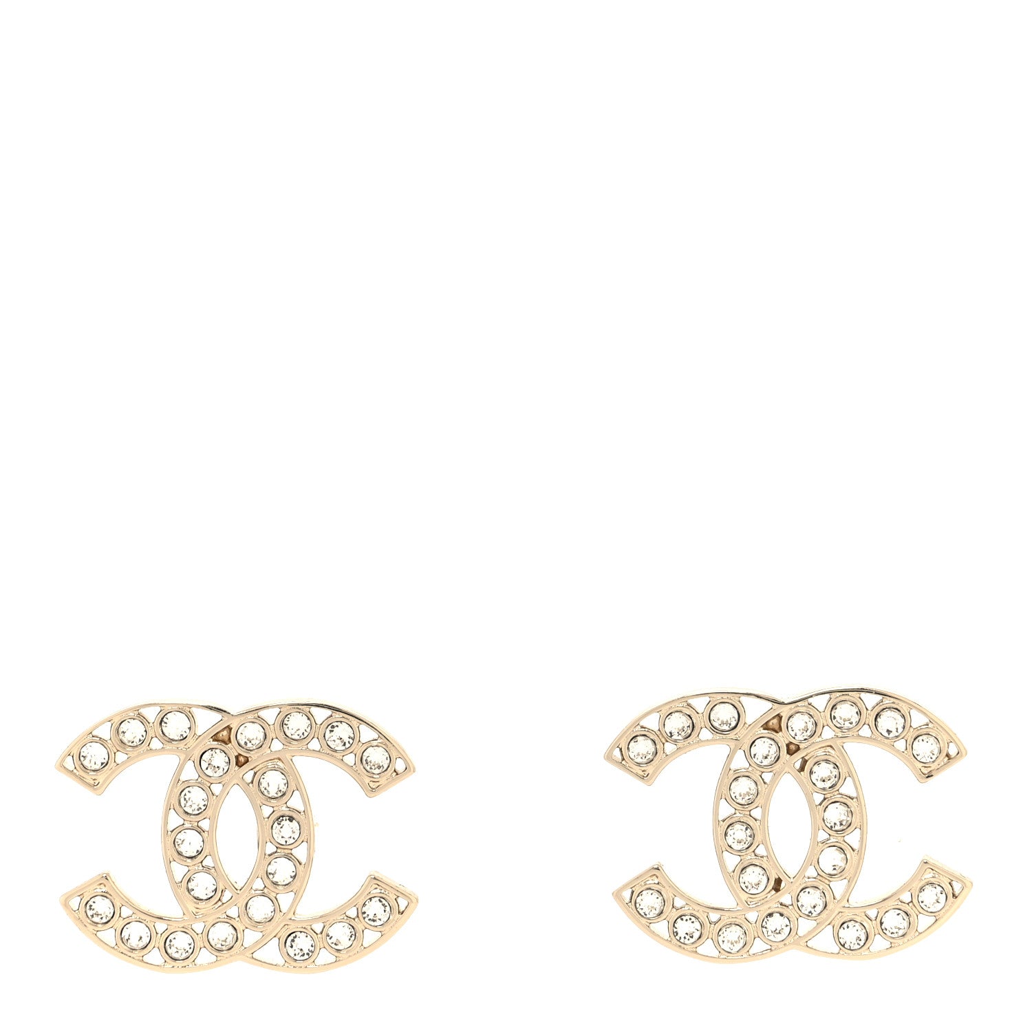 Chanel Crystal CC Earrings Gold 1 of 4