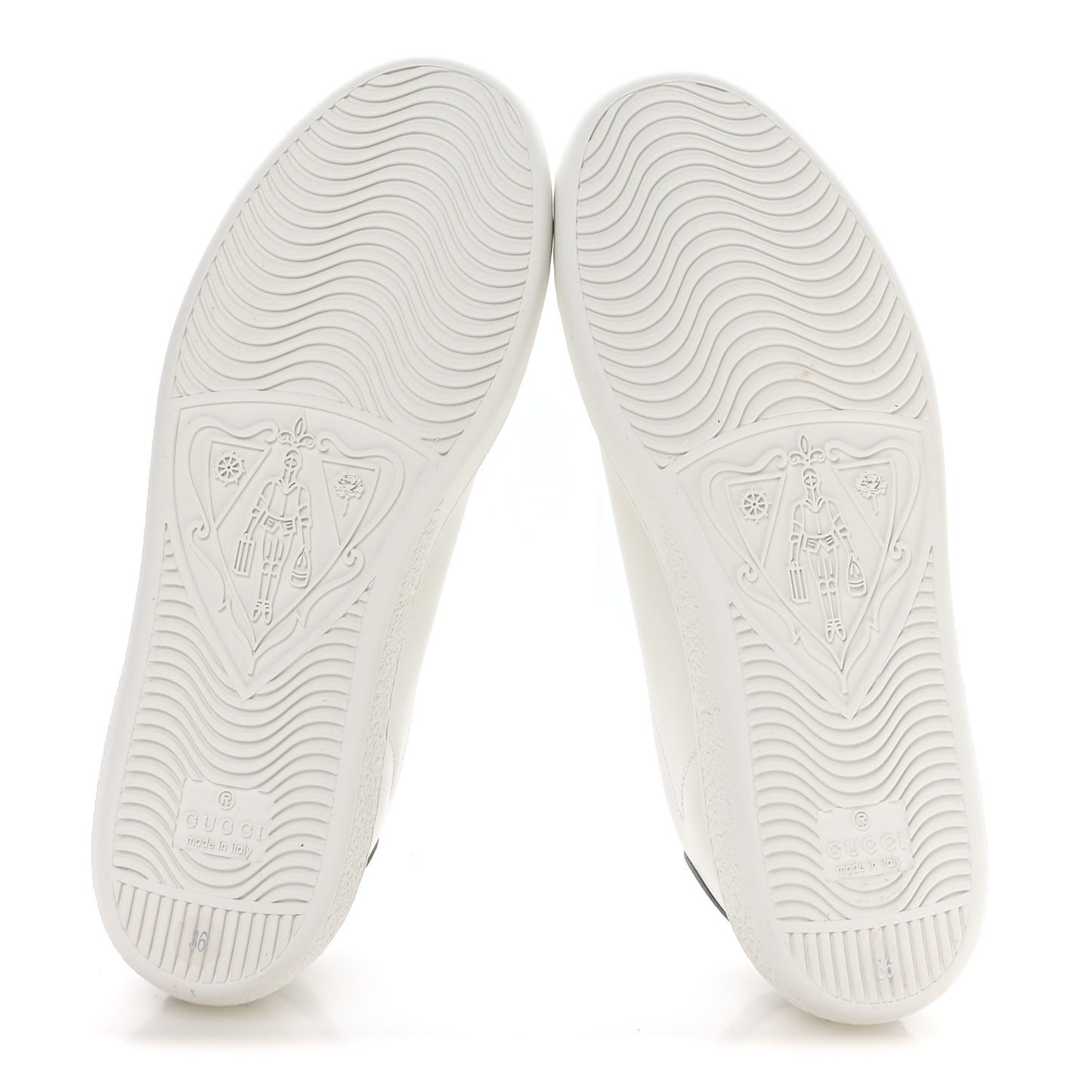 Calfskin Interlocking G Perforated Womens Ace Sneakers 36 White Grey Sky