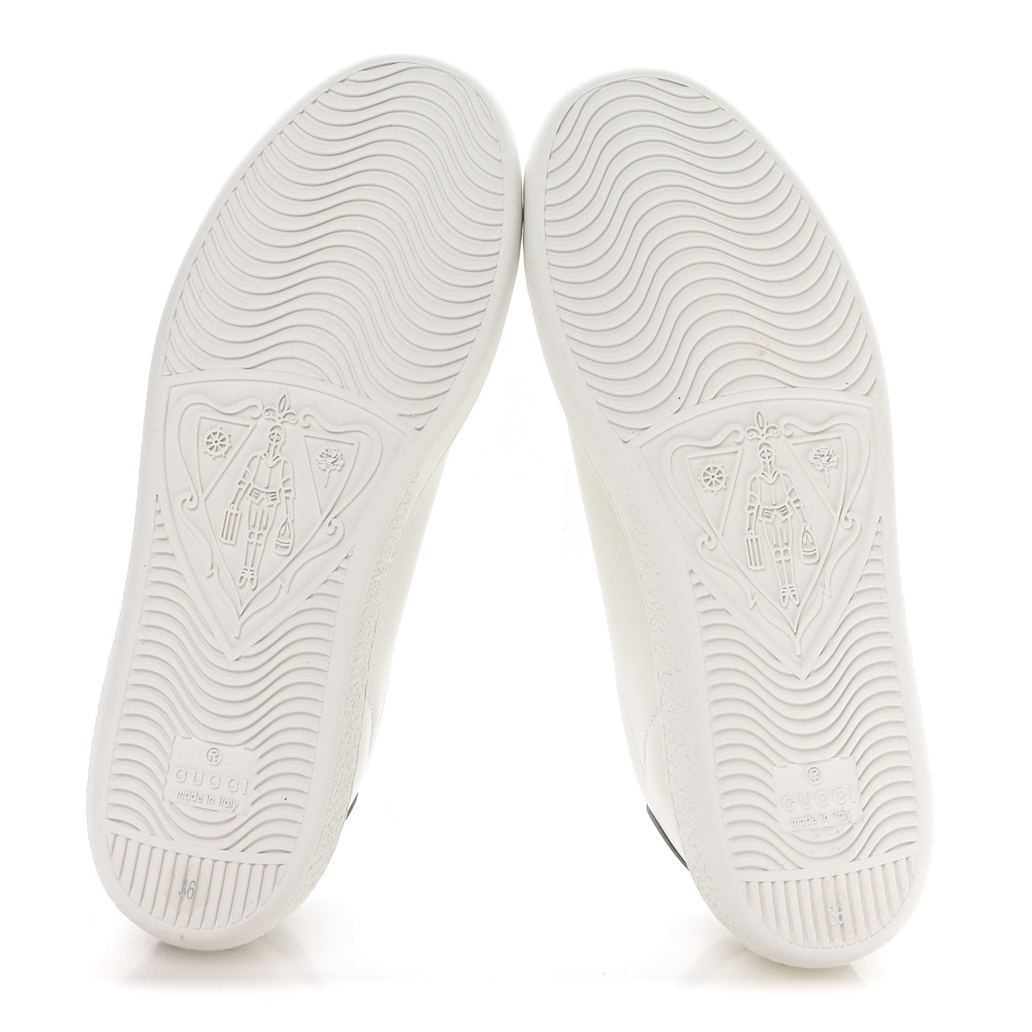 Gucci Calfskin Interlocking G Perforated Womens Ace Sneakers 36 White Grey Sky 6 of 9
