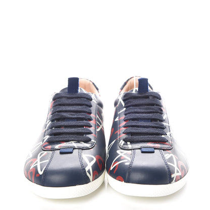 Gucci Calfskin GucciGhost Print Womens Low Top Sneakers 35.5 Blue Agata Hibiscus Red 2 of 7