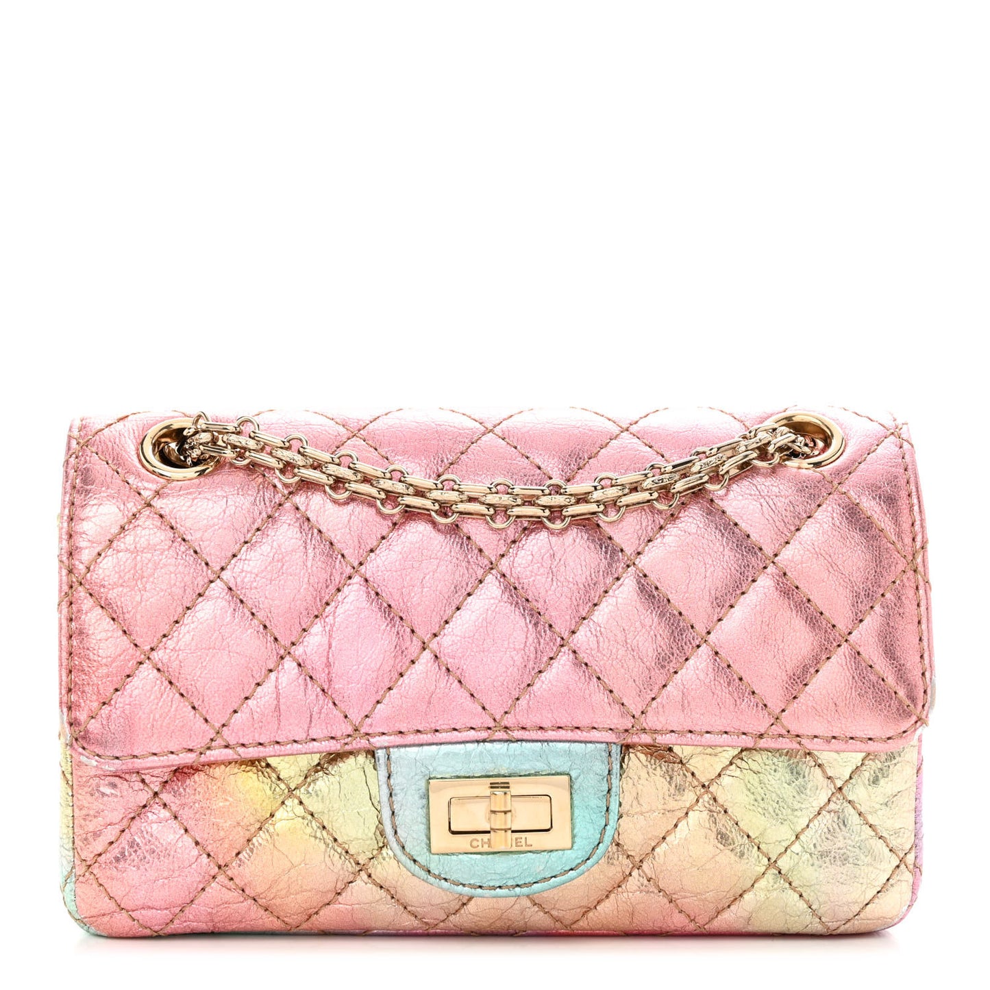 Metallic Goatskin Quilted Mini 2.55 Reissue Flap Multicolor
