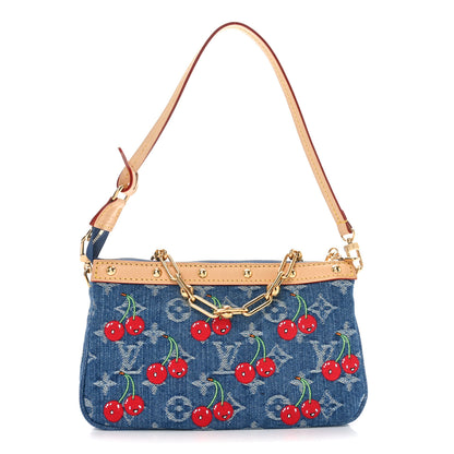 Louis Vuitton LV X TM Monogram Denim Cerises Pochette Accessories Blue 1 of 9