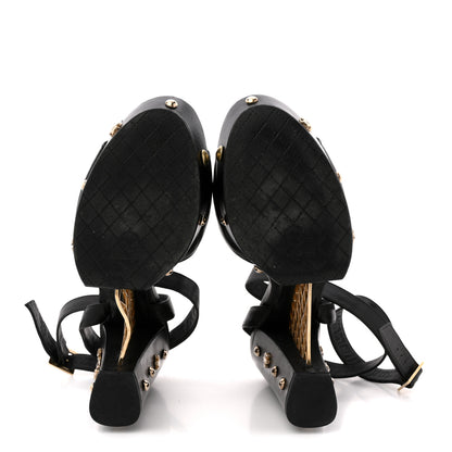 Chanel Calfskin Studded Platform Pumps 40.5 Black 6 of 11