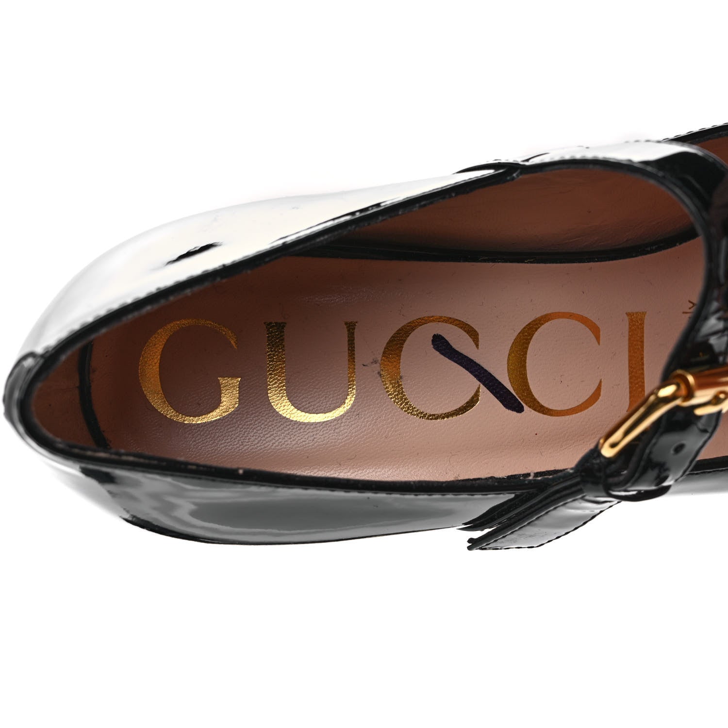 Gucci Patent Womens Horsebit Mid-Heel Mary Jane Pumps 37 Black 7 of 9