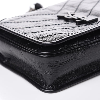 Saint Laurent Crinkled Calfskin Matelasse Monogram Niki Chain Wallet Black 8 of 9