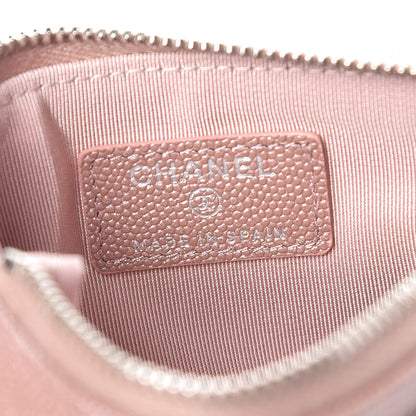 Chanel Metallic Caviar Chevron Quilted Small Vintage Mademoiselle Cosmetic Case Pink 6 of 8