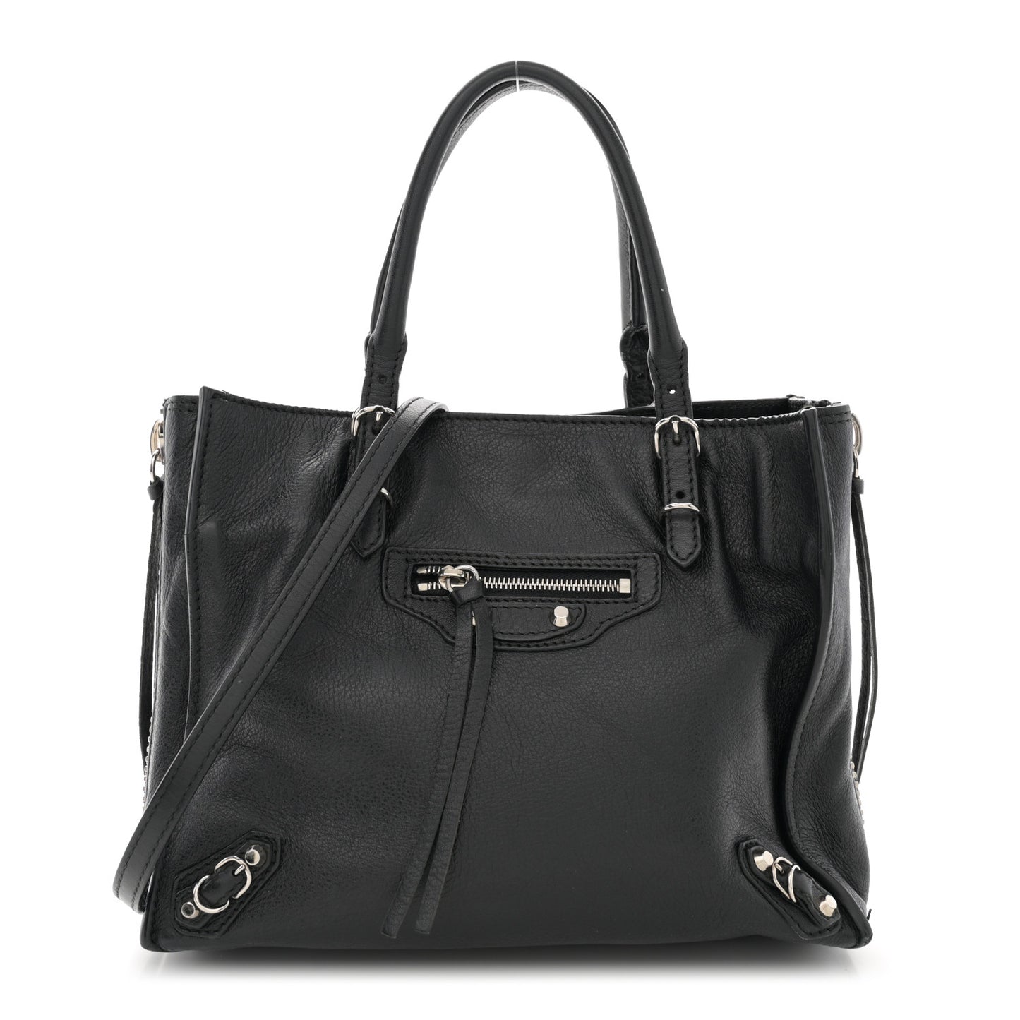 Calfskin Papier Mini A4 Zip Around Tote Black