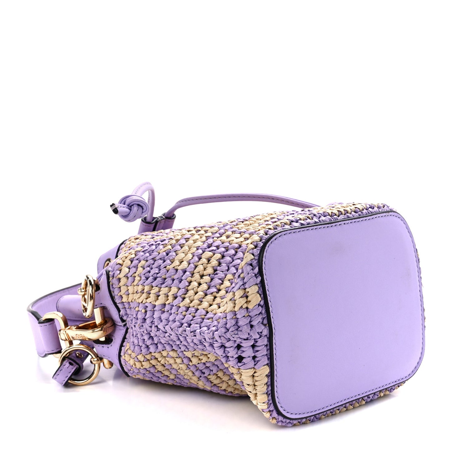 Raffia Vitello Seta F is Fendi FF Woven Mini Mon Tresor Bucket Bag Anemone Natural