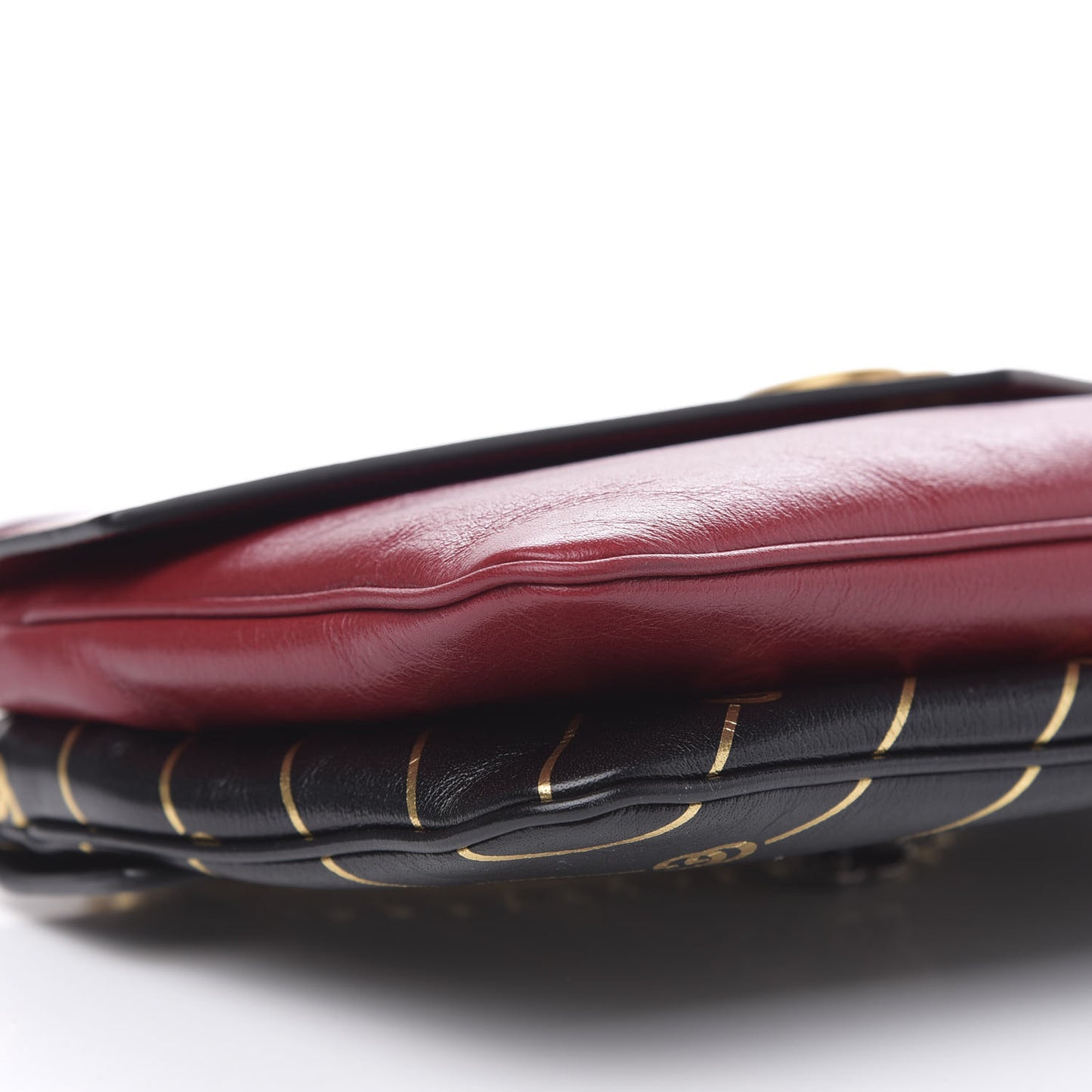 Calfskin Diagonal GG Medium Thiara Double Envelope Shoulder Bag Black Red