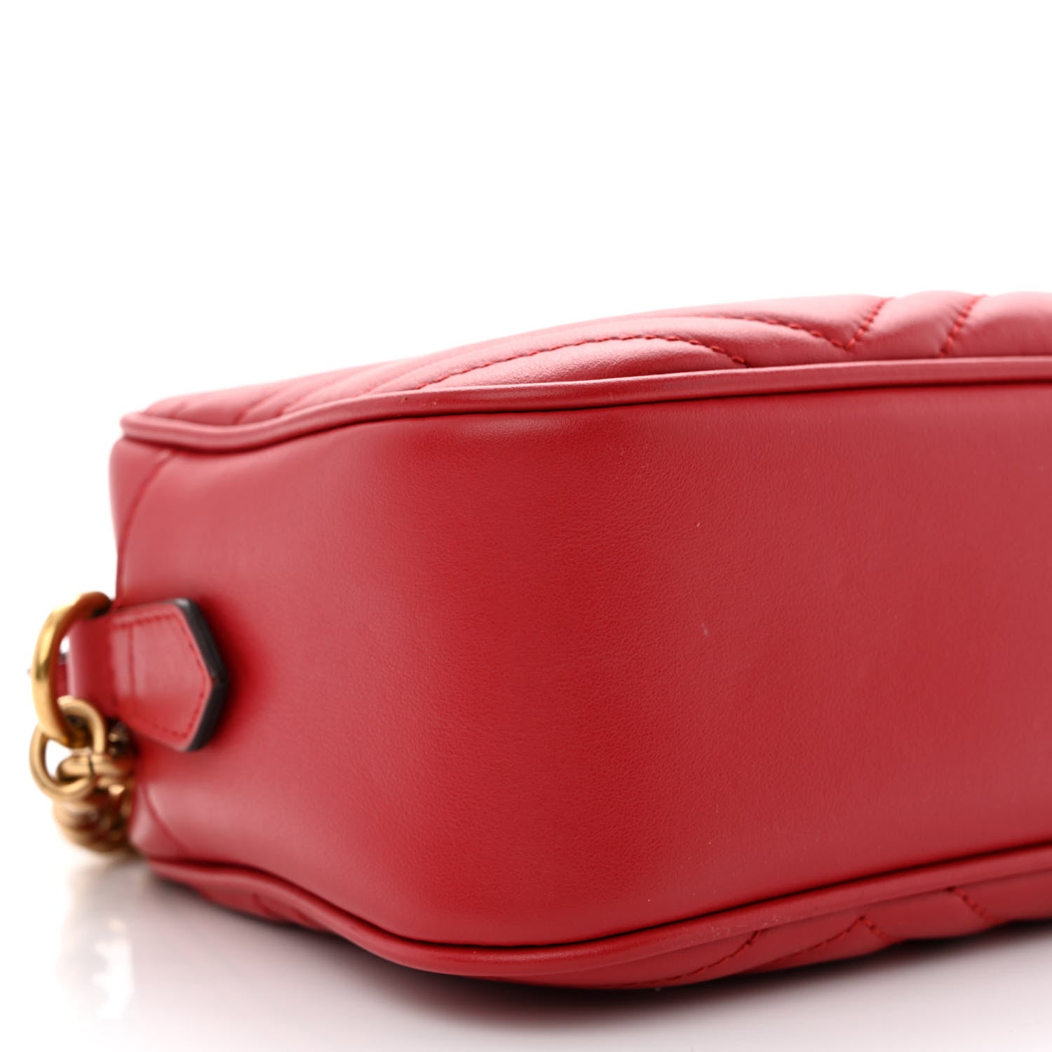 Gucci Calfskin Matelasse Small GG Marmont Chain Shoulder Bag Hibiscus Red 9 of 11