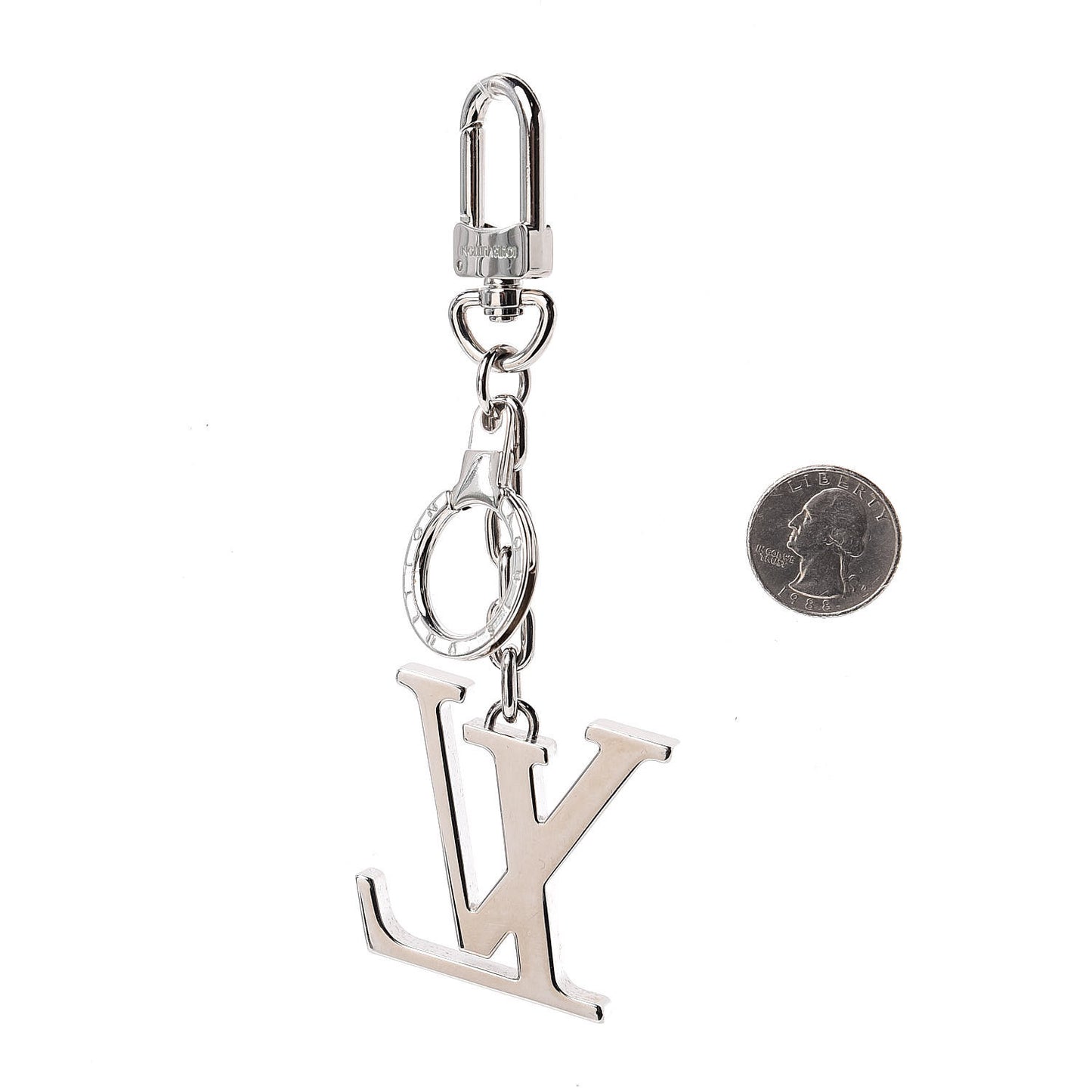 LV Facettes Bag Charm Key Holder Silver