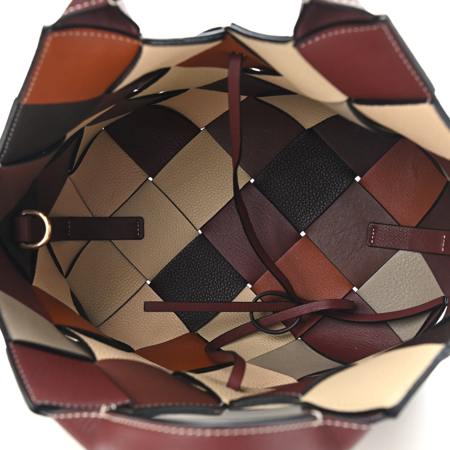 Calfskin Small Woven Basket Surplus Bag Hazelnut Camel