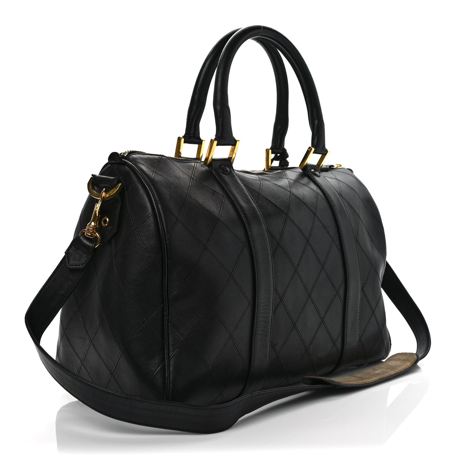 Chanel Calfskin Stitched CC Boston Black 3 of 12