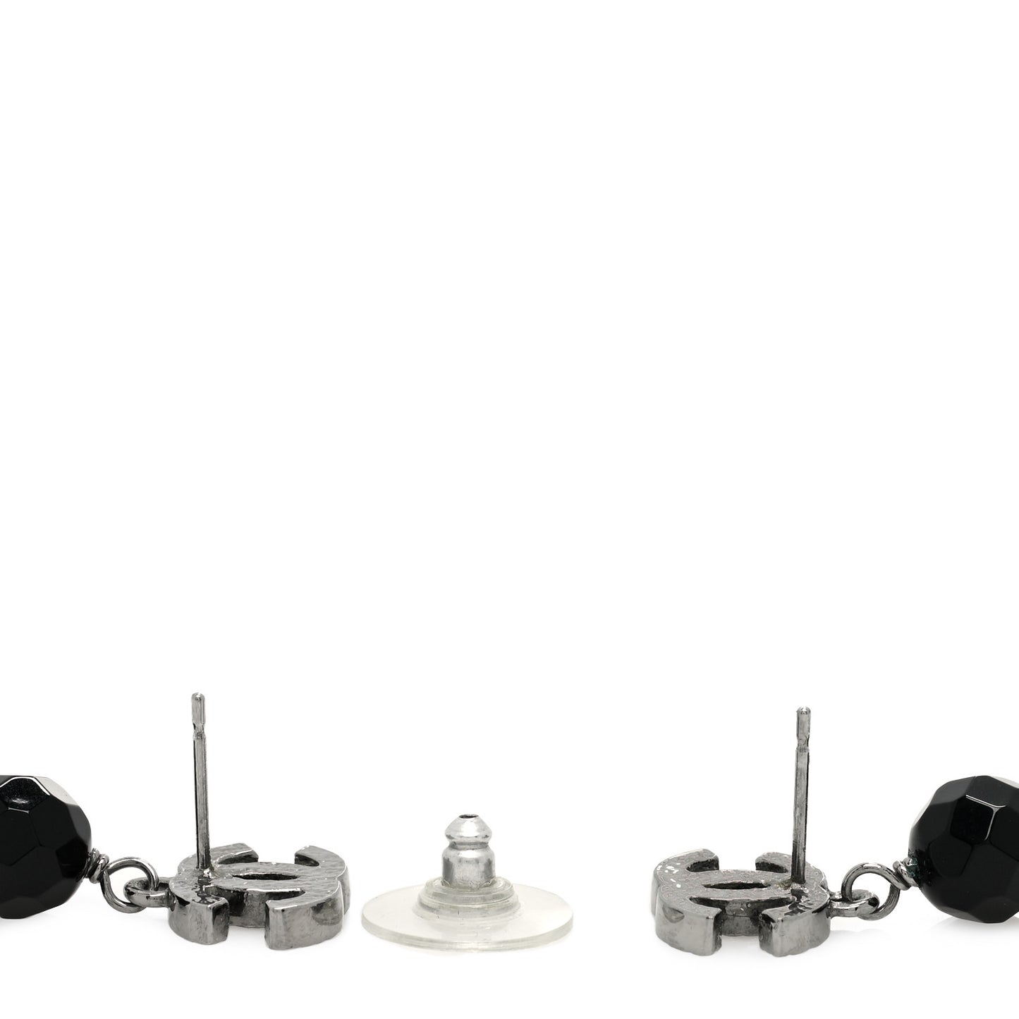 Beaded CC Drop Earrings Ruthenium Black