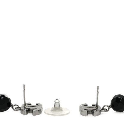 Chanel Beaded CC Drop Earrings Ruthenium Black 3 of 3