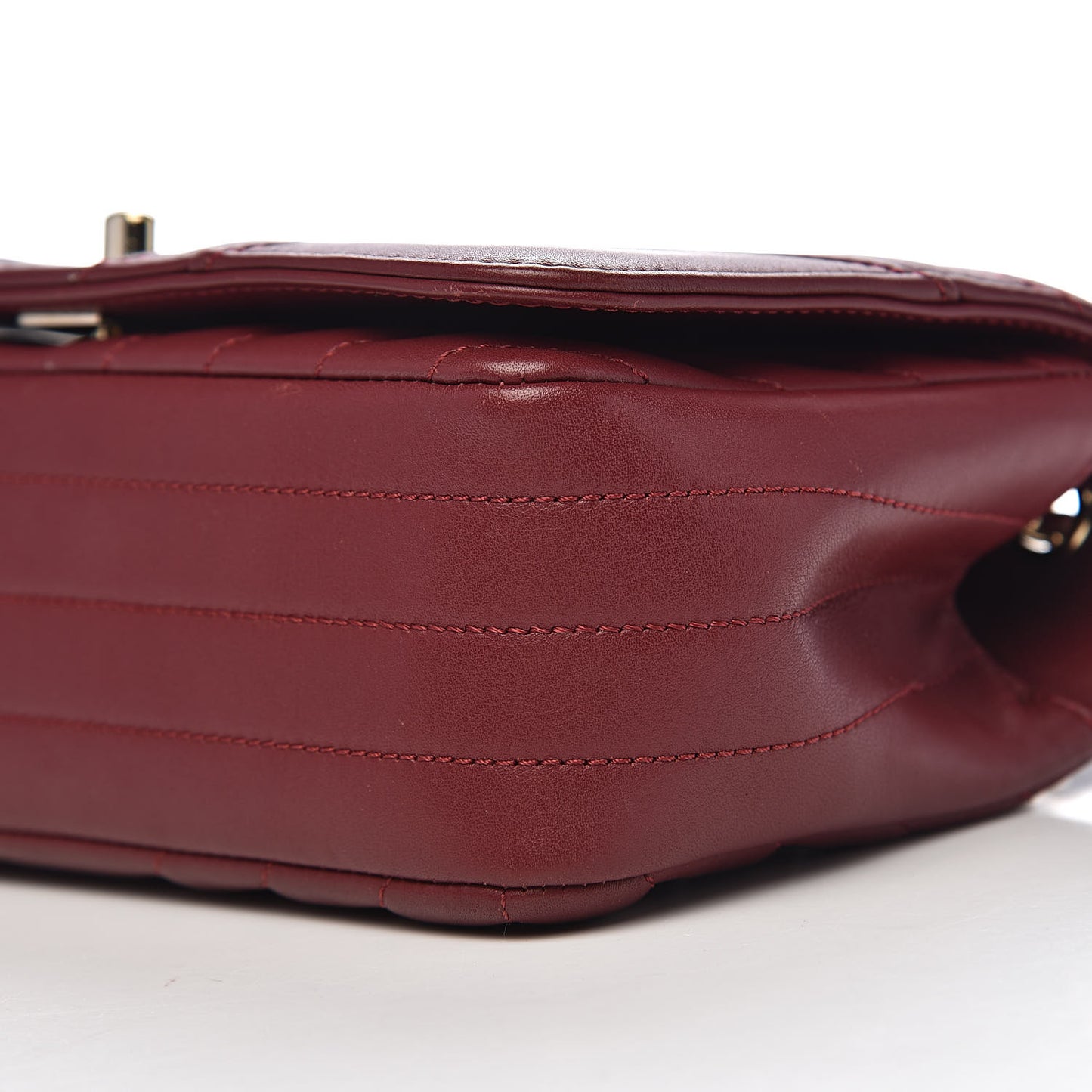 Calfskin Chevron Quilted Mini Statement Flap Burgundy
