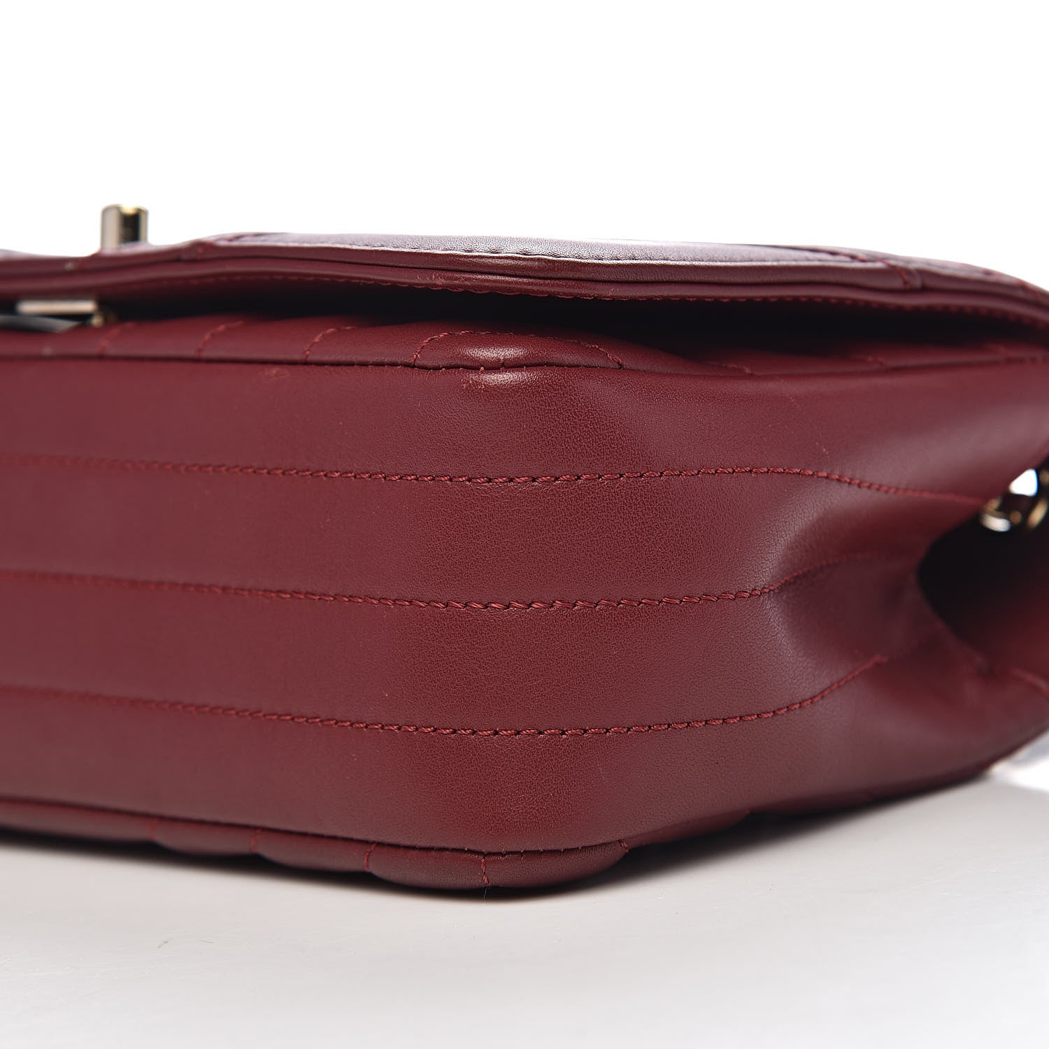 Chanel Calfskin Chevron Quilted Mini Statement Flap Burgundy 10 of 11