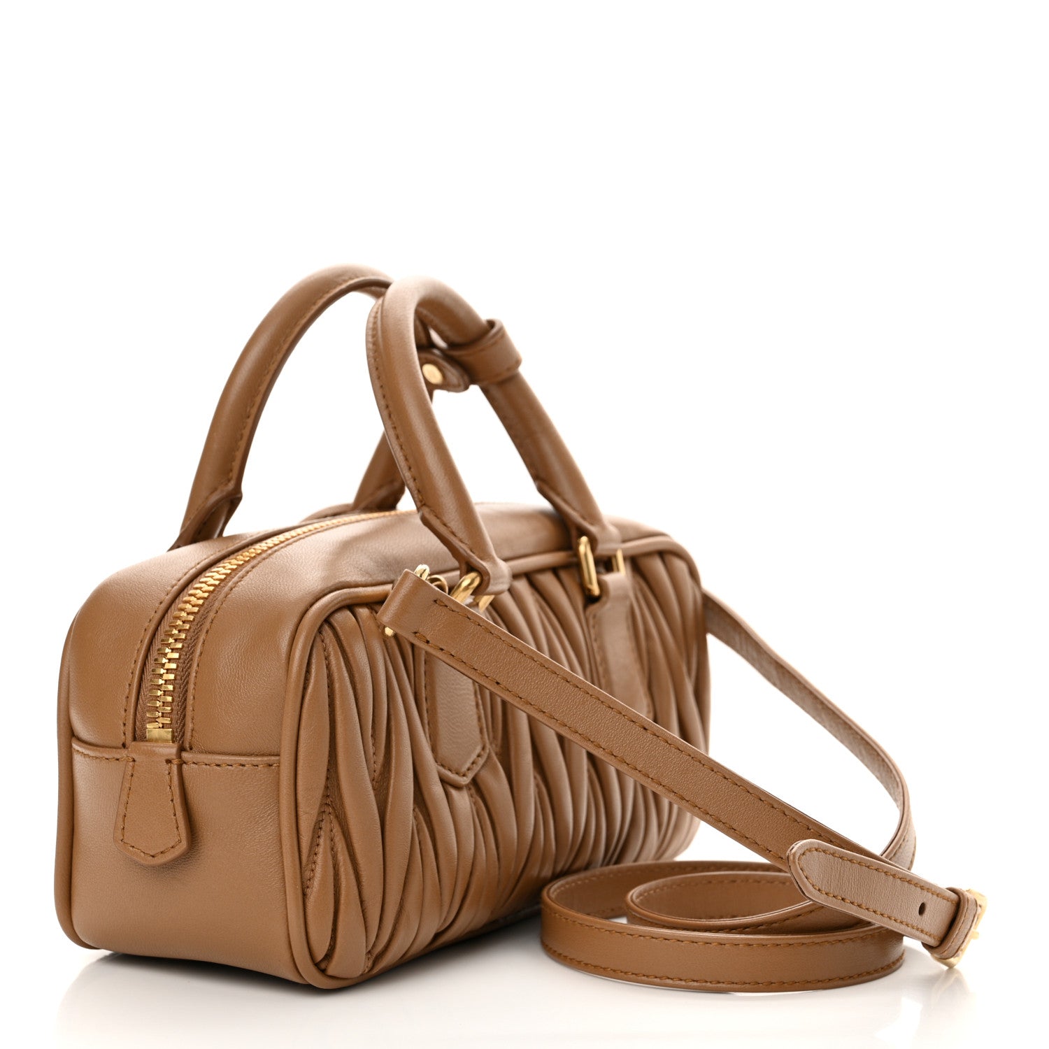 Miu Miu Nappa Matelasse Regular Arcadie Top Handle Bag Caramel 3 of 10