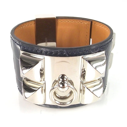 Hermes Collier de Chien CDC Bracelet Crocodile Navy 1 of 8