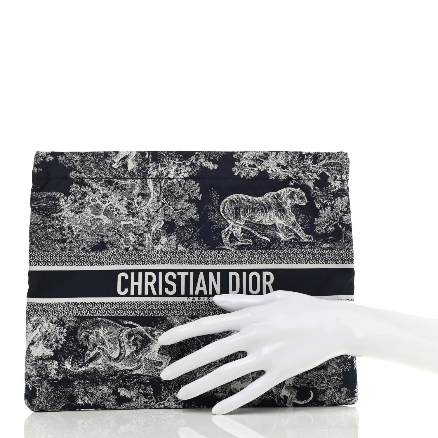Christian Dior Embroidered Toile De Jouy Diortravel Zipped Pouch Blue 2 of 8