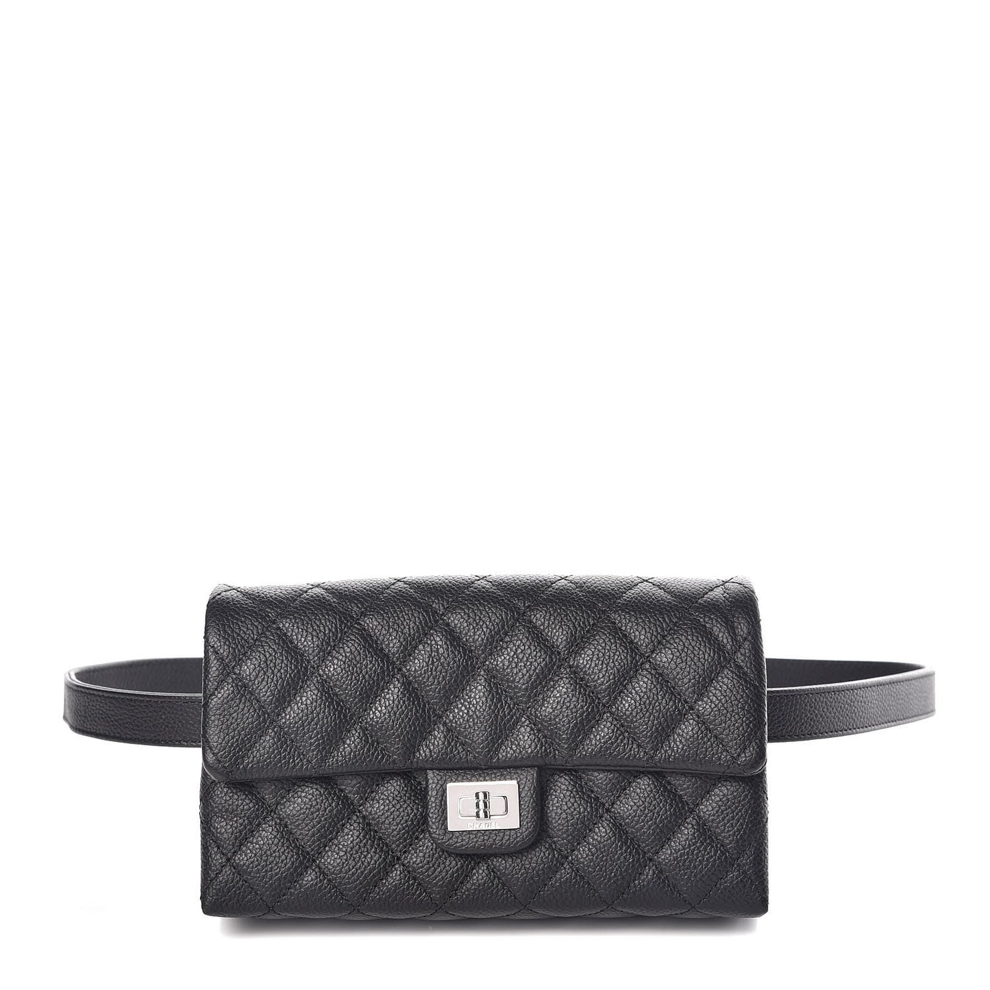 Grained Calfskin Quilted 2.55 Reissue Flap Belt Bag Clutch Black