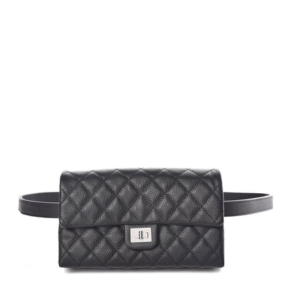 Chanel Grained Calfskin Quilted 2.55 Reissue Flap Belt Bag Clutch Black 1 of 8