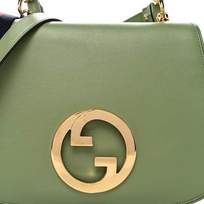 Gucci Roxy Calfskin Web Medium Blondie Top Handle Shoulder Flap Bag Salamander Green 9 of 11