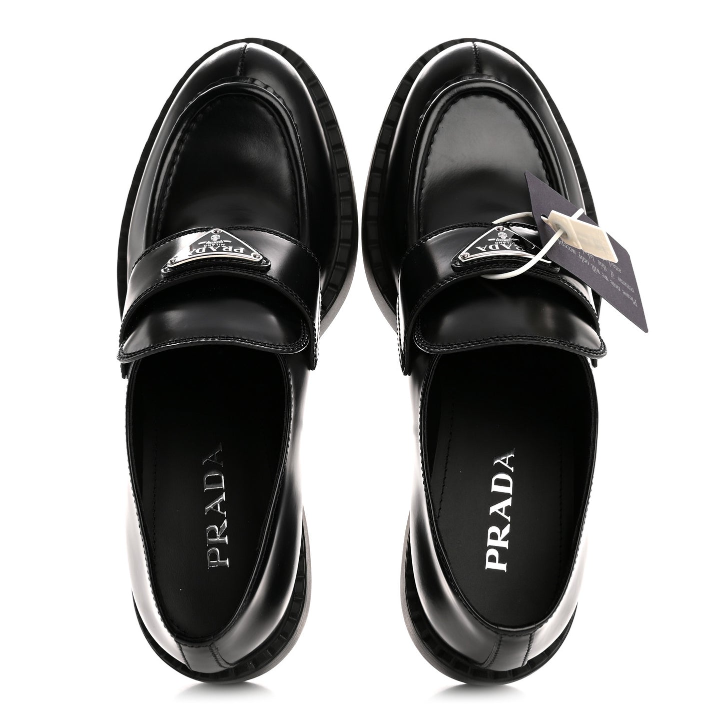 Spazzolato Metal Triangle Logo 50mm Loafers 40.5 Black