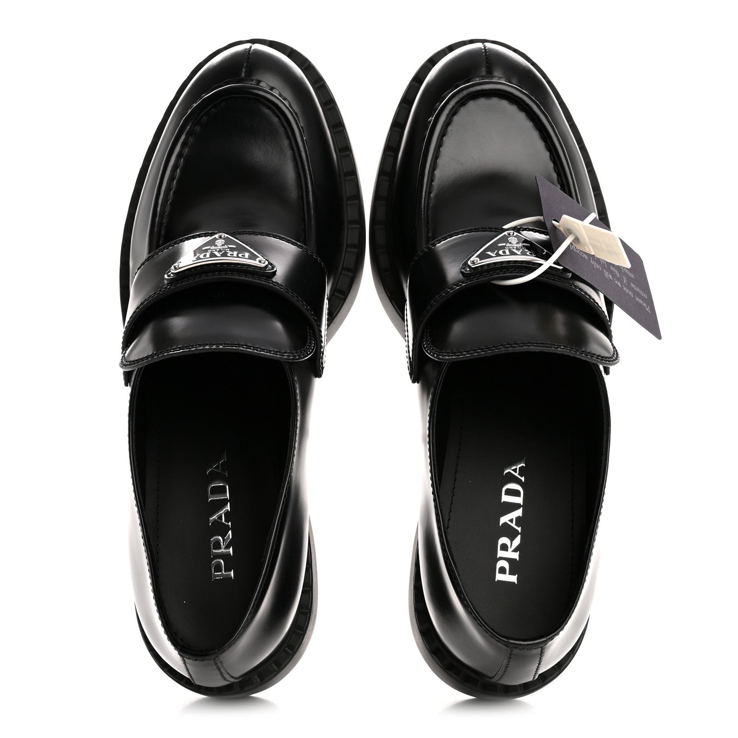 Prada Spazzolato Metal Triangle Logo 50mm Loafers 40.5 Black 2 of 10