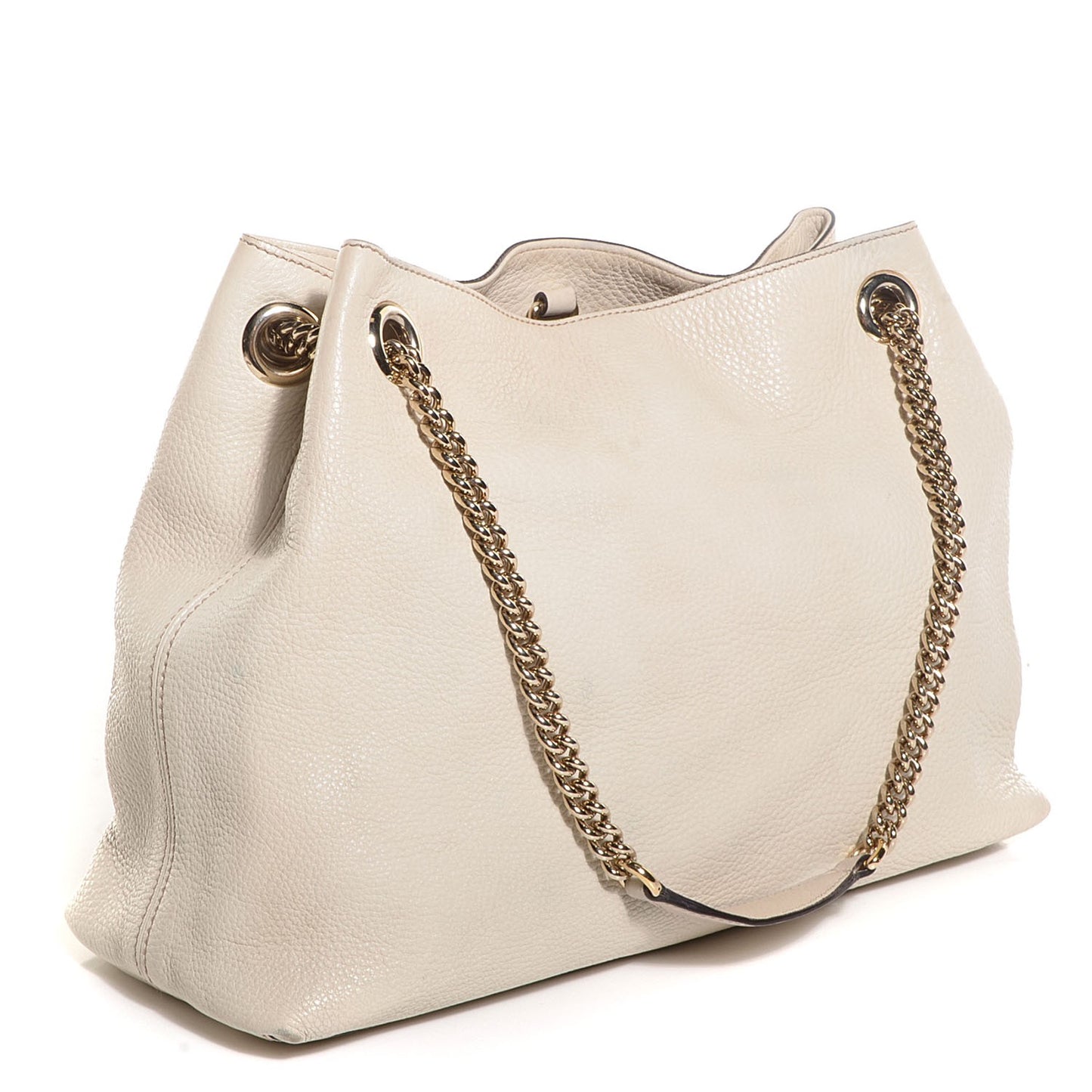 Pebbled Calfskin Medium Soho Chain Shoulder Bag Off White