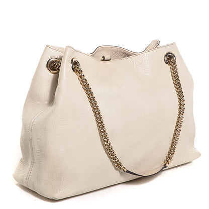 Gucci Pebbled Calfskin Medium Soho Chain Shoulder Bag Off White 3 of 8