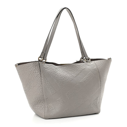 Burberry Signature Grain Calfskin Check Embossed Small Canterbury Tote Stone White 4 of 12