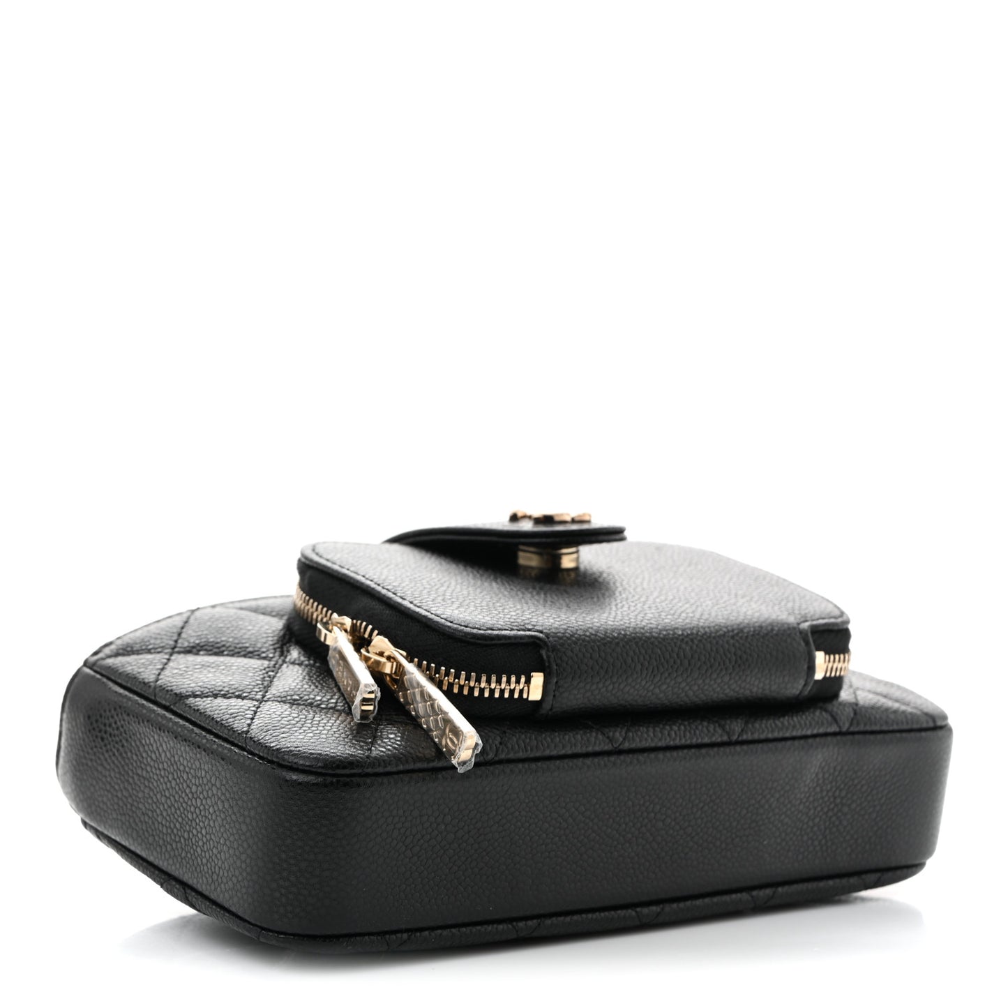 Caviar Quilted Business Affinity Phone Holder With Chain Black