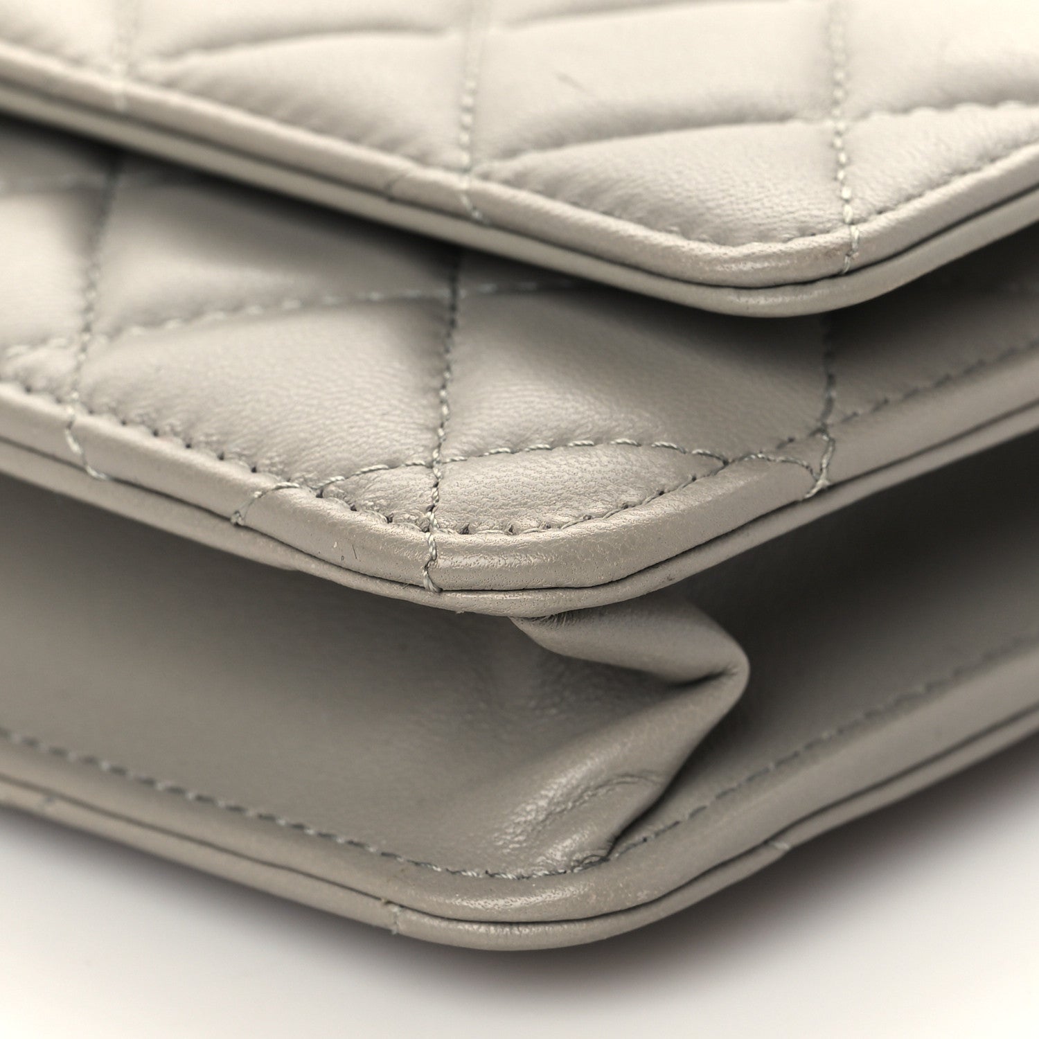 Chanel Lambskin Quilted Wallet On Chain WOC Grey 10 of 10