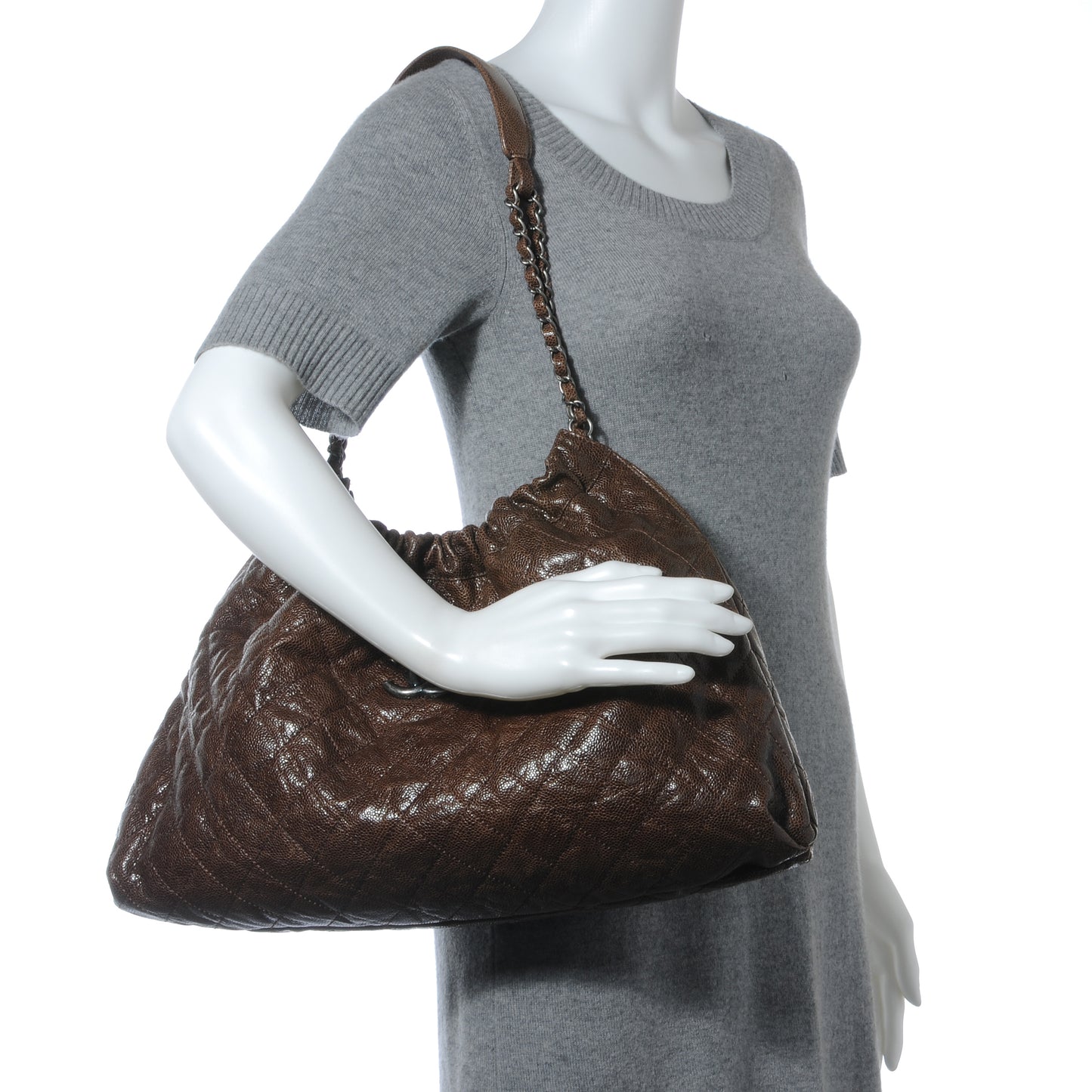 Caviar Elastic Shopper Tote Brown