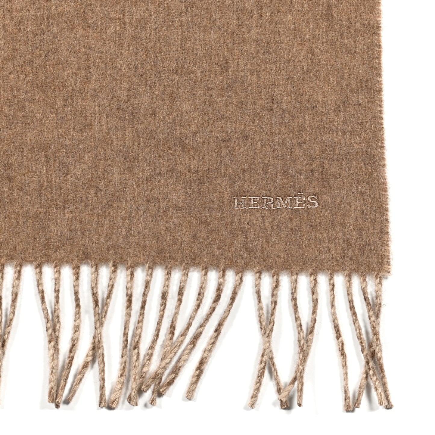 Cashmere Recto Verso Muffler Marron Glace Craie