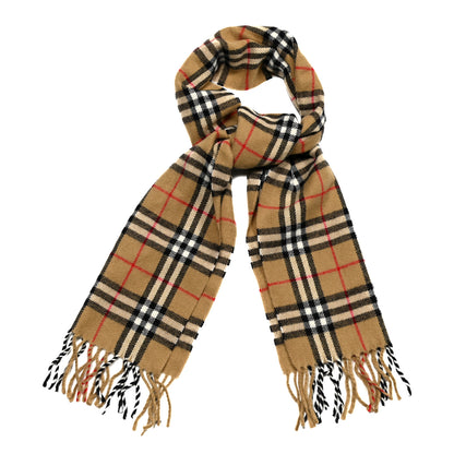 Burberry Lambswool Check Fringe Scarf Camel 2 of 4