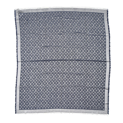 Louis Vuitton Silk Wool Monogram Denim Shawl Blue 1 of 6