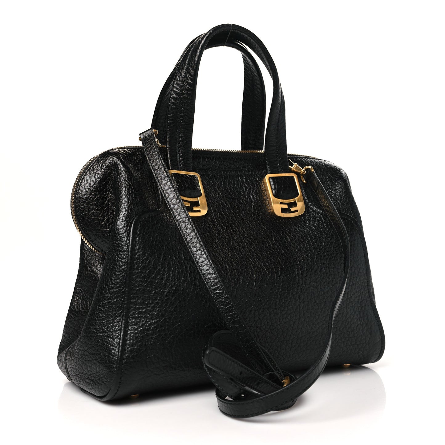 Pebbled Calfskin Small Chameleon Tote Black