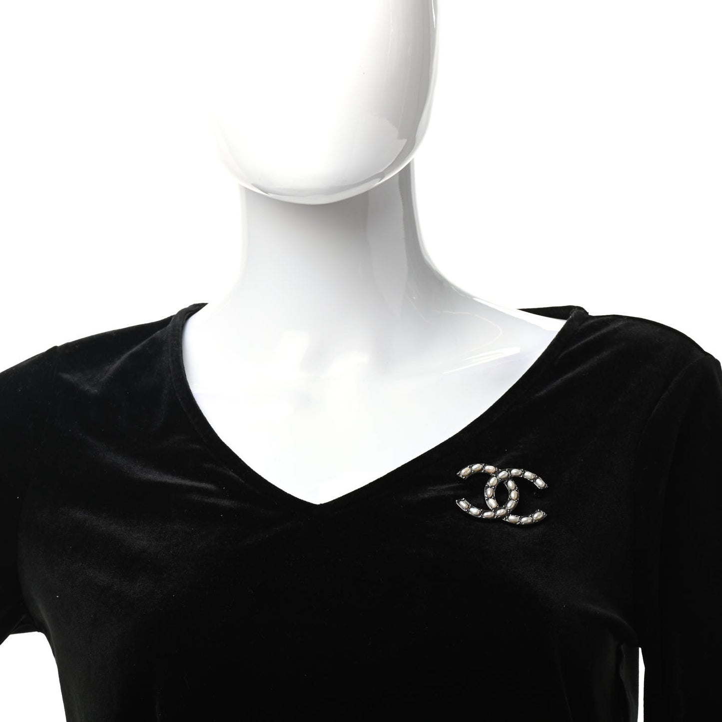 Pearl Large CC Brooch Silver